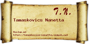 Tamaskovics Nanetta névjegykártya